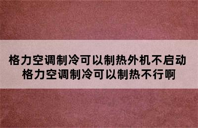 格力空调制冷可以制热外机不启动 格力空调制冷可以制热不行啊